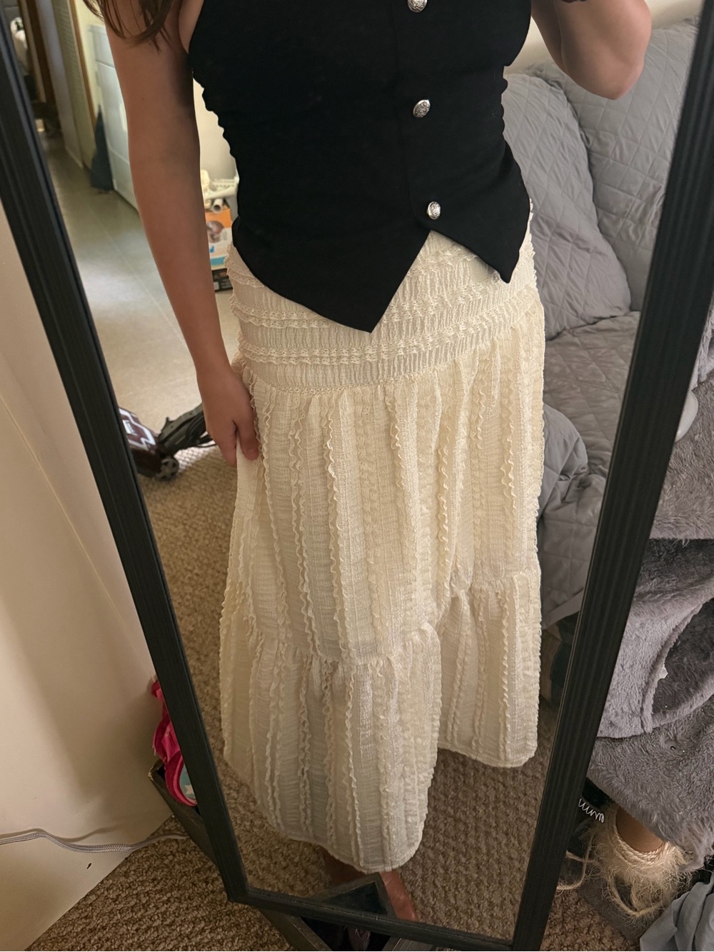Cottagecore romantic boho cream fairycore skirt